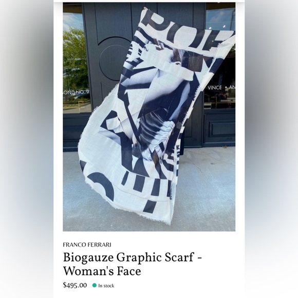 Rare Franco Ferrari Biogauze Graphic Scarf. Woman’s Face, Abstract. 48”X72”. - Picture 6 of 8